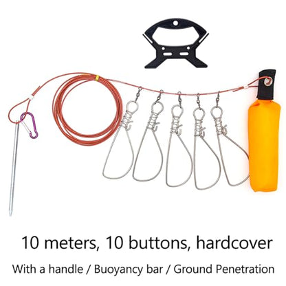 Tackle Live Fish Stainless Steel Stringer Clip Fishing Stringer Big Wire Rope Cable Fishing Holder Set Stainless Steel Clip