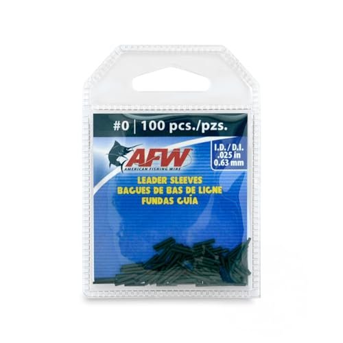 AFW Thin Wall Double Barrel Crimp Sleeves - Premium Fishing Copper Crimp Sleeve with Burr Free Black Finish, Enhanced Flexibility - Durable and Lightweight - Retail & Bulk Pack Available - color: Black, style: #0/.025" - 100 pc