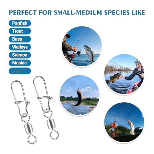 50 Pcs Fishing Swivels Set, Durable Carbon Steel Fishing Swivels & Snaps for Smooth Rotation, Tangle-Reducing Rigging, Ideal for Freshwater & Saltwater Anglers