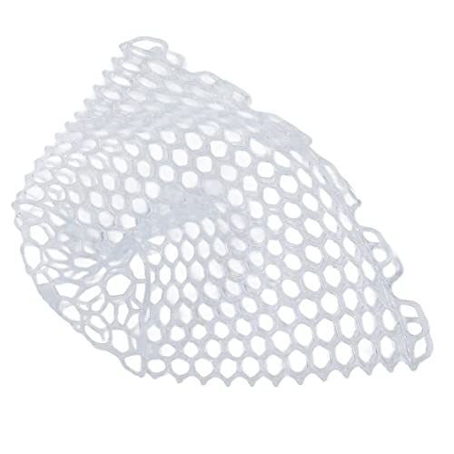Fly Fishing Landing Net, Collapsible Clear Rubber Replacement Bag with Soft Mesh for Angler, White 21cm Depth