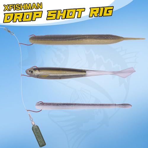 XFISHMAN Drop-Shot-Hooks-for-Bass-Fishing-Split-Shot-Dropshot-Hook-50 Pack - color: Red, size: #2