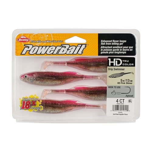 Berkley PowerBait Drip Swimmer Fishing Soft Bait - color: HD Pink Shiner, size: 5"