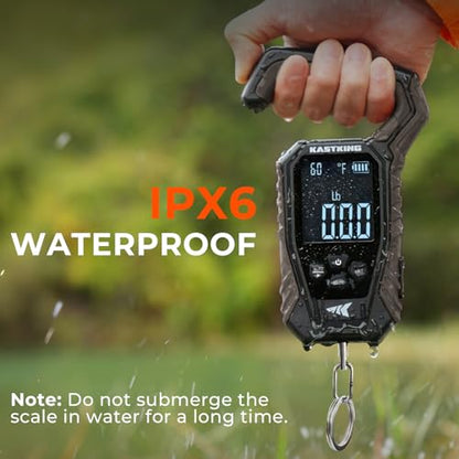 KastKing Weighmaster Mechanical-Digital Fishing Scale with Lip Gripper, 120 lb Capacity, 2.5" Backlit Display, High-Precision Sensor, 9 Weight Memory, Temperature Detection, IPX6 Waterproof - style: C: Black Combo