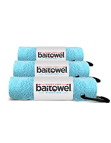 Bait Towel 3 Pack Fishing Towels with Clip, Plush Microfiber nap Fabric, 16x16, The Original Bait Towel Value 3 Pack - color: Caribbean Blue