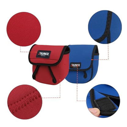 RUNCL Fishing Rod Sleeves & Reel Bags, Spinning/Casting Rod Socks & Spinning/Baitcasting Reel Covers - Protection Solution, Space Saver, Perfect Storage - Fishing Pole Sleeves & Reel Pouch (2 Pack) - color: Spinning Rod Sleeves*2pcs+Reel Bags*2pcs,(Red &