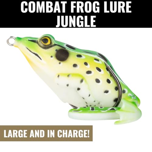 Lunkerhunt - Topwater Fishing Lures for Bass Trout Fishing | Combat Frog Lure for Big Fish | Award Winning Hollow Body Frog Fishing Bait with Weedless Hooks - color: Leopard