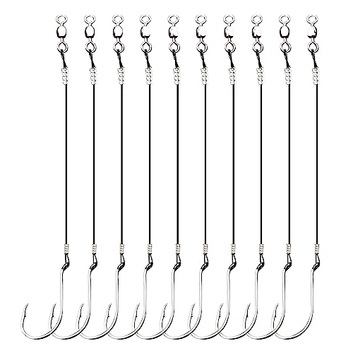 Circle Hooks Rigs,Steel Catfish Hook Rig,Octopus Fishing Hook with Leader,Fishing Circle Hook Wire for Saltwater Freshwater - size: 5/0-28pcs