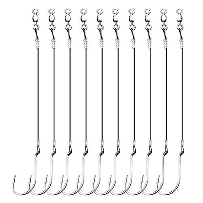 Circle Hooks Rigs,Steel Catfish Hook Rig,Octopus Fishing Hook with Leader,Fishing Circle Hook Wire for Saltwater Freshwater - size: 6/0-28pcs