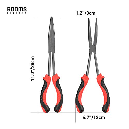 Booms Fishing F05 Hook Remover Long Nose Fishing Pliers 11 Inches PTFE Plated - color: 11" Carbon Steel, Red