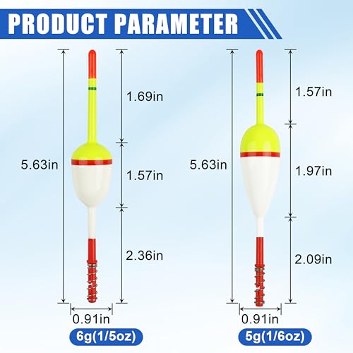 AGOOL Slip Bobbers Wood Fishing Floats and Bobbers Spring Bobbers Stick Slip Bobbers for Crappie Fishing Bobbers for Crappie Panfish Walleyes Trout Bass Fishing 5/10pcs - color: 1.97 x 0.91 x 5.63 inch - 10pcs
