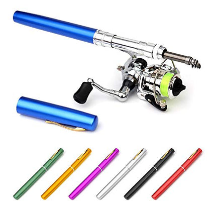 Lixada Fishing Rod Reel Combo Mini Pen Fishing Pole Kit Telescopic Fishing Rod Spinning Reel Combo Kit - color: Blue, size: 1.4 m