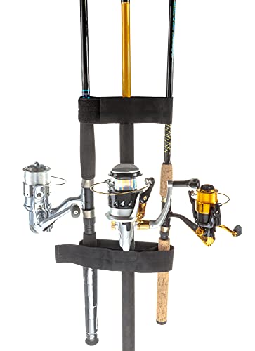 Attwood 12760-7 Boat Deck Rod Holder Set — for Up to 5 Rods, 10-Inch Handle Strap, 6-Inch Rod Tip Strap, Stainless Hardware, Black (Pack of 6) - size: 1 x 10" strap, 1 x 6" Strap (Pack of 6)