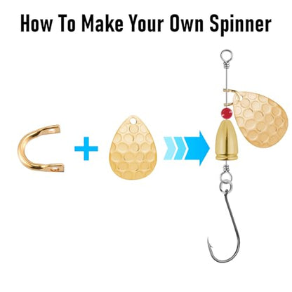 Dr.Fish 100 Pack Fishing Spinner Clevises Easy Spin Brass Clevises Spoon Spinnerbait Lure Making Supplies Spinner Parts Accessoires Freshwater - color: Brass, size: #2(1/5")
