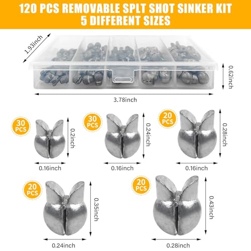 YOTO Removable Split Shot Fishing Weights Sinkers Kit, Reusable Duckbill Open Mouth Lead Sinker, Soft Fishing Sinkers & Weights for Freshwater Bass Trout - color: Sinker+Pliers