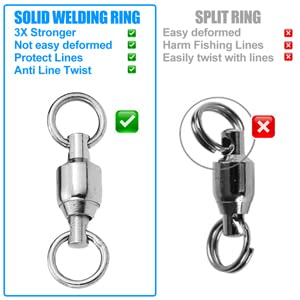50 Pack Fishing Ball Bearing Swivels, Fishing Tackle Heavy Duty Black Nickel Terminal Tackle Barrel Swivels Leader Lures Connector Stainless Swivels Fishing Tackle - color: white