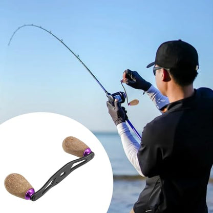 Fishing Reel Handle Replacement Parts Purple Fishing Baitcasting Reel Handle Rocker Arm Girp Fishing Rod Spinning Reel Grip with Wood Knob - color: Purple
