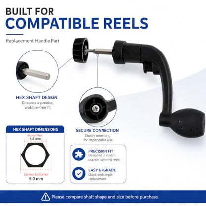 Universal Fishing Reel Rotary Knob Power Handle, Plastic Power Crank Handle for Spinning and Reels, Saltwater Fishing Gear Replacement Parts