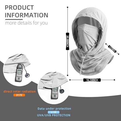 Summer Balaclava Face Mask with Breathable Holes Sun Face Shield UV Protection Full Head Mask for Men Women Fishing Cycling - color: Light Gray--pro