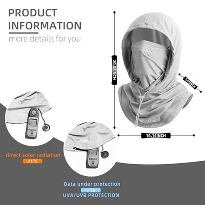 Summer Balaclava Face Mask with Breathable Holes Sun Face Shield UV Protection Full Head Mask for Men Women Fishing Cycling - color: Light Gray--pro