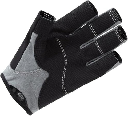 Gill Deckhand Sailing Gloves Short Finger with 3/4 Length Fingers - 50+ UV Sun Protection & Water Repellent - color: Black, size: Medium