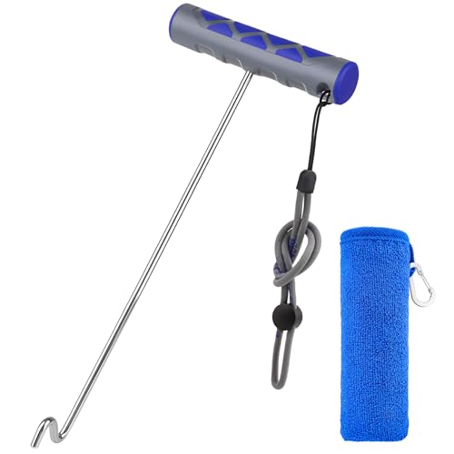 Booms Fishing Hook Remover Tool: 10.9" Stainless Steel Fish Dehooker - Shark Hook Remover with Towel & Lanyard - Quick Release Hooks Extractor - XW22 Saltwater Fishing Tool Set for Angler