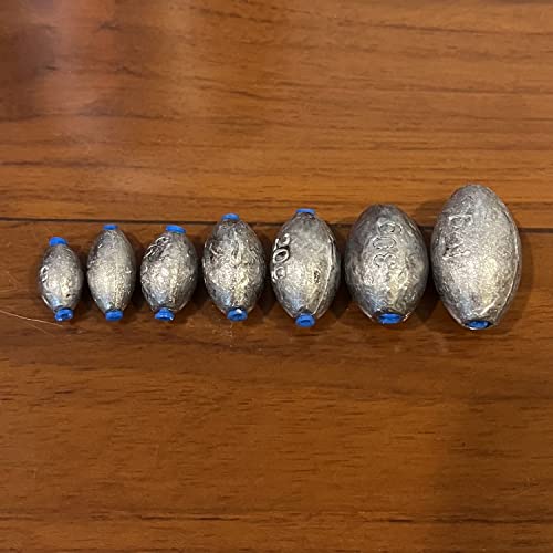 Egg Shape Fishing Sinker Oval Drop Shot Bass Fishing Weight Casting Sinkers for Saltwater Freshwater (20Pcs 5g) - size: Size9-10Pcs-Egg Sinker-30G