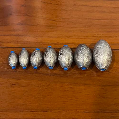 Egg Shape Fishing Sinker Oval Drop Shot Bass Fishing Weight Casting Sinkers for Saltwater Freshwater (20Pcs 5g) - size: Size7-15Pcs-Egg Sinker-15G