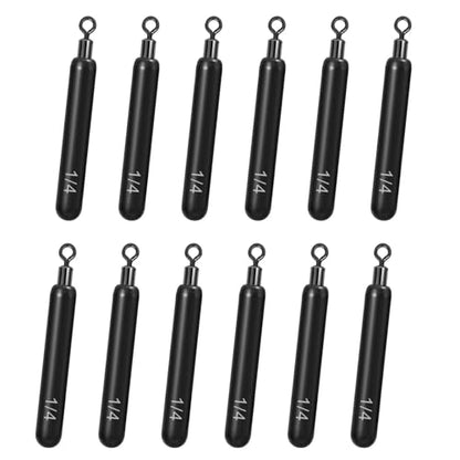12Pcs Tungsten Drop Shot Weights Sinkers for Bass Fishing, Tungsten Dropshot Fishing Weights - color: no chip black - tie on - skinny, size: 1/8 oz - 12pcs
