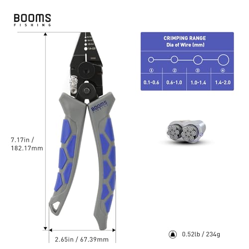 Booms Fishing CP4 Wire Crimping Tool with Cutter, Effort-Saving Fishing Crimping Pliers, High Carbon Steel Fishing Plier Wire Rope Leader Crimper Tool, 7 inch Crimpers Swager with Ergonomic Handle - style: Crimper Only
