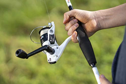 Abu Garcia 6’ Ike Dude Youth Fishing Rod and Reel Spinning Combo, 2-Piece Rod, Size 30 Reel, Right/Left Handle Position,White - style: Ike Dude Spinning (New Model)