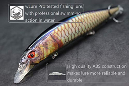 Minnow Crankbait for Bass Fishing Bass Lure Jerkbait Fishing Lures and Tackle Box - color: HM401KB