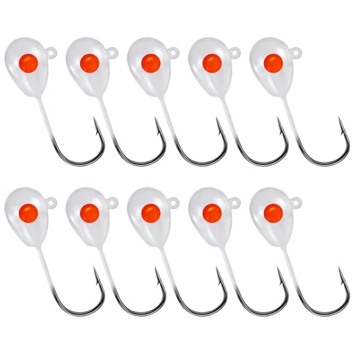 Alwonder 10-Pack Floating Jig Heads Fishing Floats Jigs Lures High-Ball Floater Hook, Surf Fishing Trolling Rockfishing Pompano Rigs Floats for Bass, Walleye, Panfish, Perch, Trout, Redfish - color: (GL) Luminous, size: 1# Hook