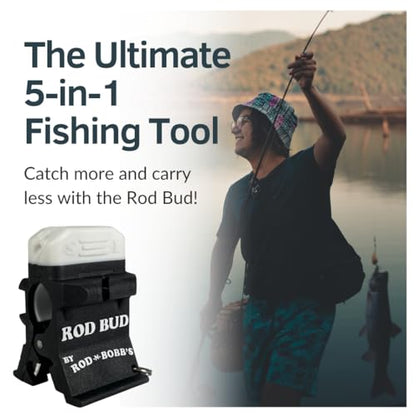 Rod Bud - The Ultimate 5 in 1 Fishing Tool, Perfect for Ice, Fly and Summer Fishing! (Line Cutter, Hook Eyelet Threader, Hook Eyelet Cleaner, Line Trimmer, Hook Sharpener)