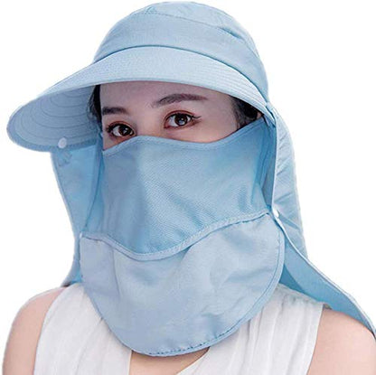 Wide Brim Sun Hat – Multifunctional UPF 50 Protection Bucket Fishing Hat Cap - color: Aqua, size: One Size