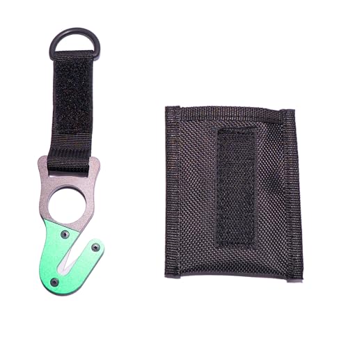 Premium Aluminum Safety Line Cutter – Compact Blade with Interchangeable Ceramic Blades & Durable Nylon Sheath - color: Black Green