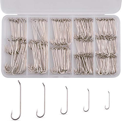 Fly Tying Hooks Assortment Dry Fly Fishing Hooks for Trout Salmon Fishing | Black Nickel High Carbon Steel, 480pcs/320pcs Fly Hooks for Dry Wet Nymphs Streamers Caddis Pupa Freshwater Saltwater Fishing - style: 320pcs