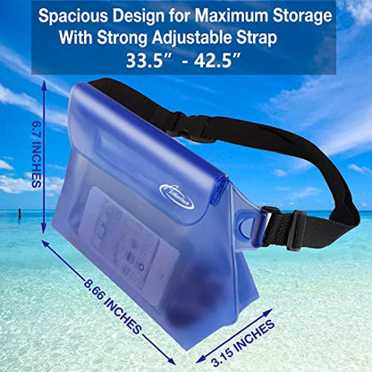 AiRunTech Waterproof Fanny Pack, Beach Cruise Vacation Essentials, Waterproof Pouch Protect Phone Passport Valuables Dry Safety, Paddle Board Kayaking Boating Swimming Accessories-2 Pack（Blue + Pink） - color: Blue+Pink