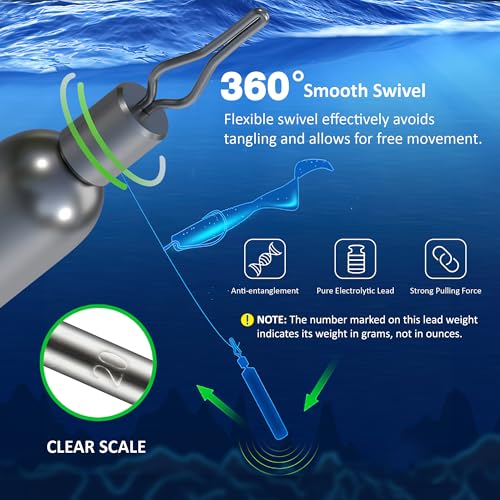 Lead Fishing Weights Sinkers, 1/8 oz, 3/16 oz, 1/4 oz, 3/8 oz, 1/2 oz, 3/4 oz Small Drop Shot Weights with Barrel Swivels for Saltwater Freshwater Fishing Bass Catfish Fishing - size: 3/4oz-16pcs