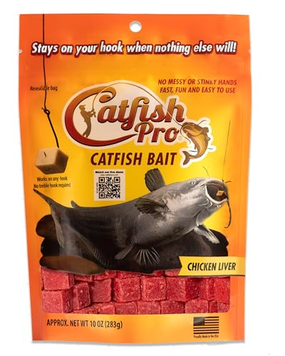 Catfish Pro Catfish Bait - 10oz Bag with 80pcs | Irresistible Scent for Catfish | Mess-Free, Stays On Your Hook When Nothing Else Will | Great for Rod, Reel, Trotline, Jugs & Yoyos Fishing - color: Chicken Liver