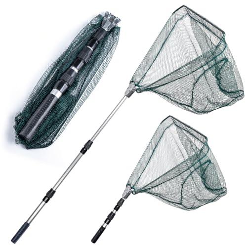 Neween Fishing Net, Foldable Collapsible Telescopic Fish Landing Net, Durable Nylon Material Mesh Landing Net for Easy Catching or Releasing for Trout - style: 51" Full Extended (Telescopic Pole)