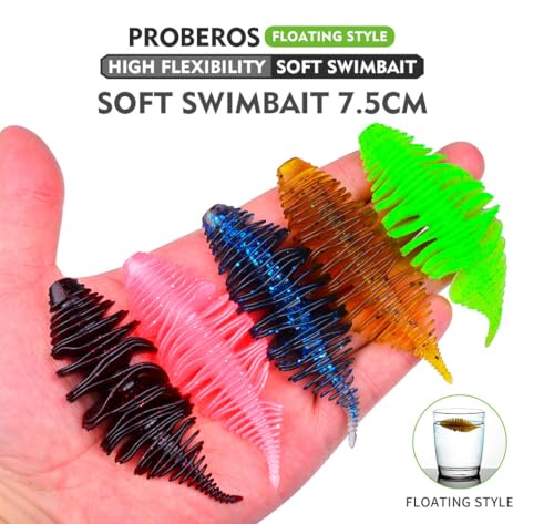 Pack of 25 Soft Lure 6g/75mm TPE Material Worm Gill Soft Fishing Lure Silicone Swimbait Artificial Fishing Tackle