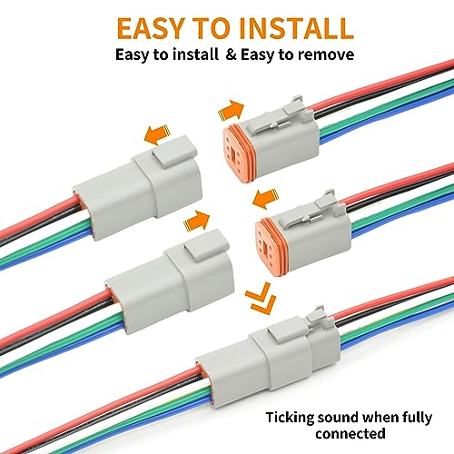6 Set 6 Pin Waterproof Connector Automotive Electrical Butt DT Connector 16 AWG Wire Connectors Kit with Waterproof Heat Shrink Tubing for Car Truck Boat, 6 Kits (D- 6Pin Wiring 6Pair) - size: DT Connector 6 Sets 6 Pin
