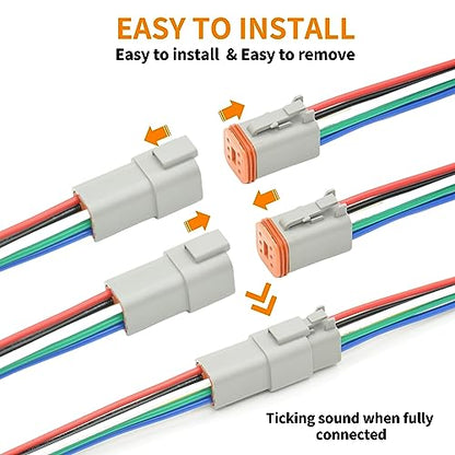 6 Set 6 Pin Waterproof Connector Automotive Electrical Butt DT Connector 16 AWG Wire Connectors Kit with Waterproof Heat Shrink Tubing for Car Truck Boat, 6 Kits (D- 6Pin Wiring 6Pair) - size: DT Connector 6 Sets 6 Pin