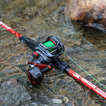 Sougayilang Baitcaster Rod Reel Combo, 2-Piece Fishing Rod with 400 Size Casting Reel, Aluminum Reel Seat for Musky Fishing