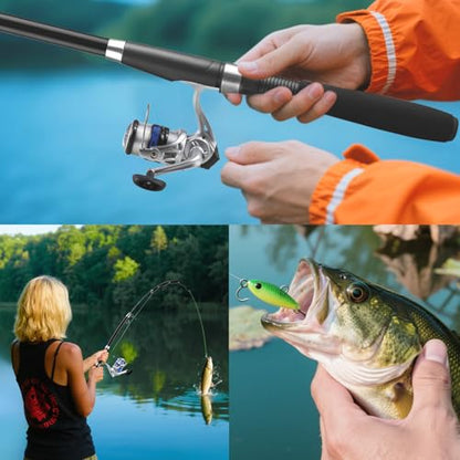 Telescopic Fishing Rod and Reel Combo Set, 2PCS Collapsible Fishing Poles, Fishing Kit with Spinning Reel Fishing Pliers and Lip Gripper, Travel Saltwater Freshwater Fishing Gear for Adults Beginners - color: 1.8M/5.9FT