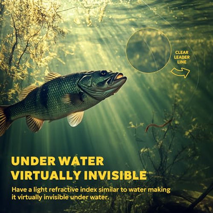 SF 100% Pure Fluorocarbon Leader Material Fishing Line Virtually Invisible Shock Resistant Increased Sensitivity Sink Fast Clear 55yd - color: Clear, size: 55Yds-25LB