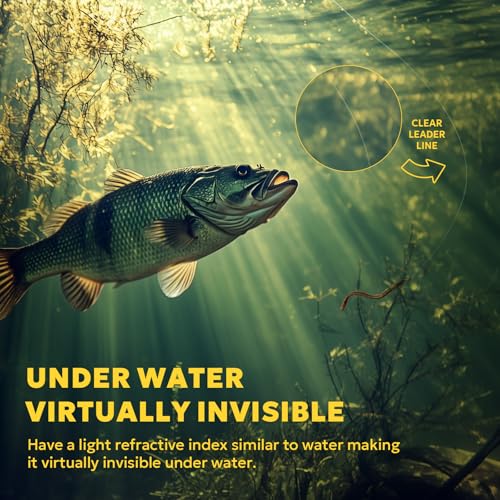 SF 100% Pure Fluorocarbon Leader Material Fishing Line Virtually Invisible Shock Resistant Increased Sensitivity Sink Fast Clear 55yd - color: Clear, size: 55Yds-30LB