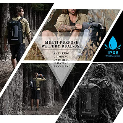 IDRYBAG Waterproof Backpack for Men 20L/30L/40L, Floating Dry Bag Kayak, Dry Backpack Hiking - color: Black, size: 40L