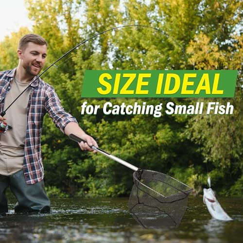 8-Inch Fishing Net - Lightweight Aluminum, Steel, and Nylon Bait Net for Catch and Release or Sport Fishing in Salt and Freshwater by Wakeman - size: 24" x 8" x 10"