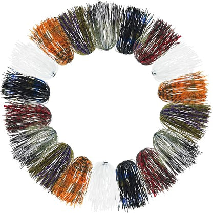Silicone Jig Skirts Spinnerbait Skirts 50 Strands Bass Fishing Lure Skirts Replacement for DIY Spinner Baits Buzzbaits Squid Jig Accessories - style: B-20 Packs